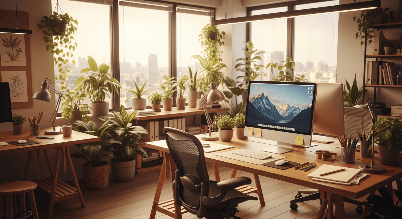 AI-generated modern office workspace